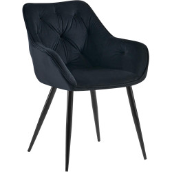 Fauteuil visiteur en velours Cassis, noir