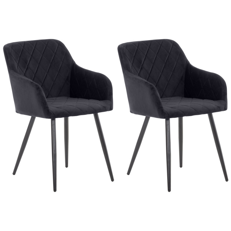 Lot de 2 chaises de salle à manger Shila velours noir