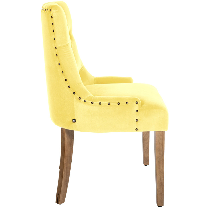 Chaise de salle à manger Aberdeen velours antique clair jaune