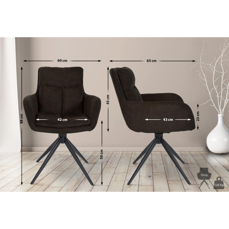 Chaise de salle à manger en tissu Vilas brun