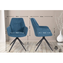 Chaise de salle à manger Jules en tissu bleu