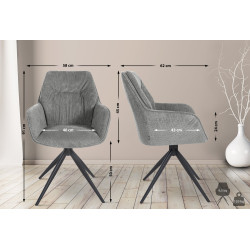 Chaise de salle à manger Jules en tissu gris