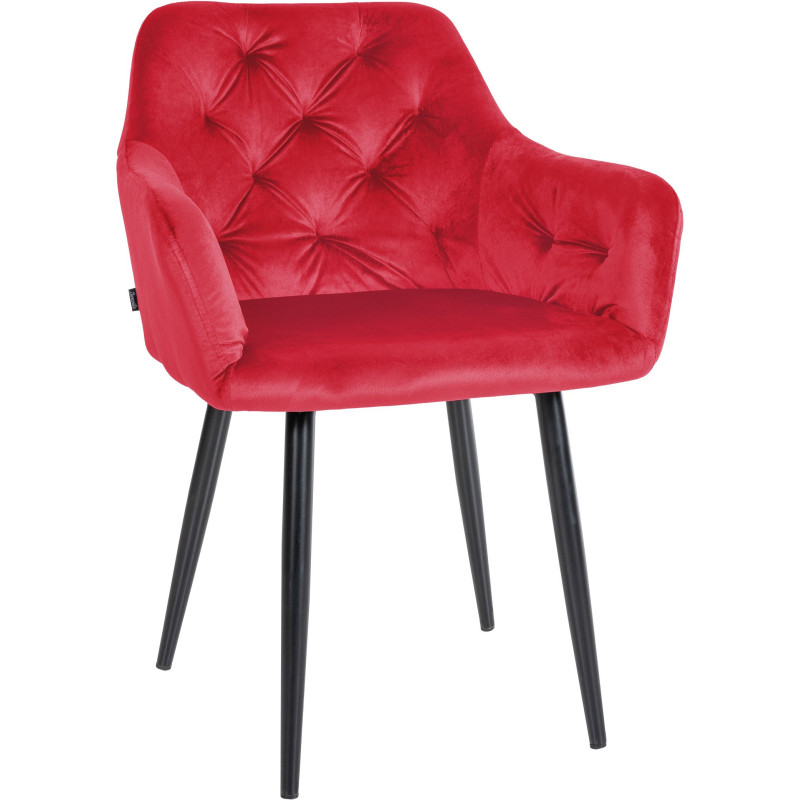 Chaise de salle à manger en velours Stanley rouge