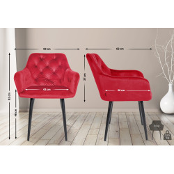 Chaise de salle à manger en velours Stanley rouge