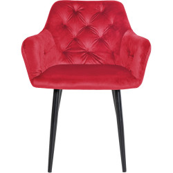 Chaise de salle à manger en velours Stanley rouge
