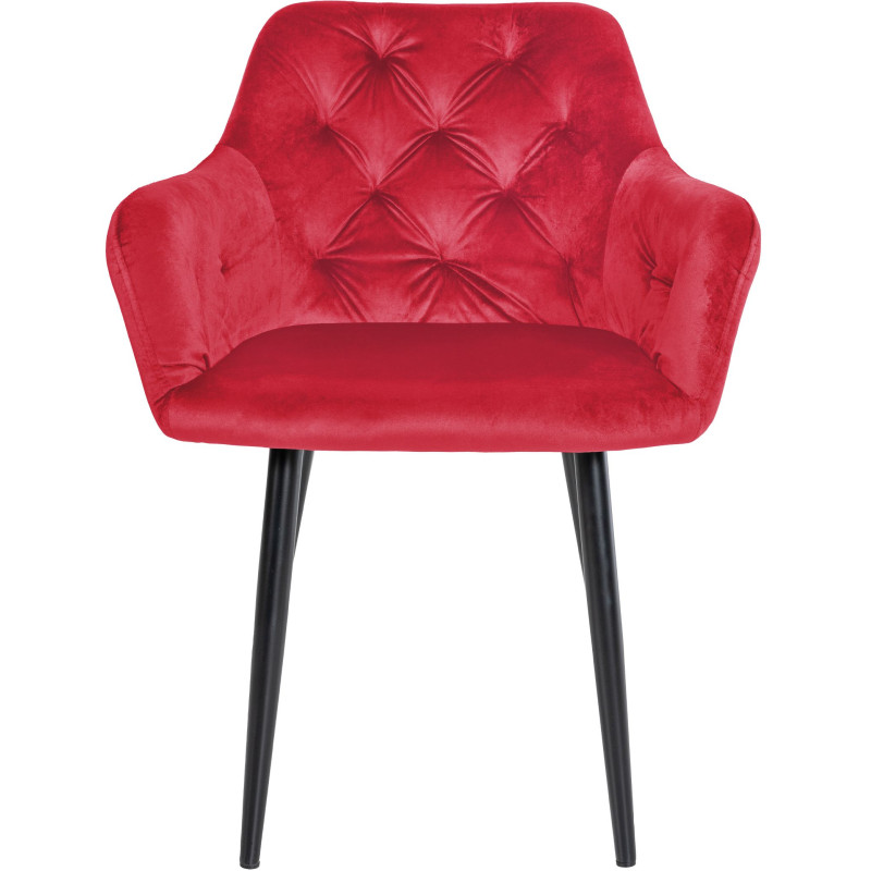 Chaise de salle à manger en velours Stanley rouge