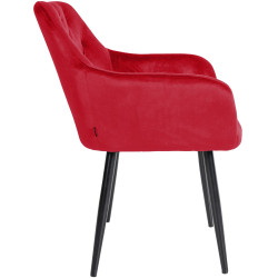 Chaise de salle à manger en velours Stanley rouge