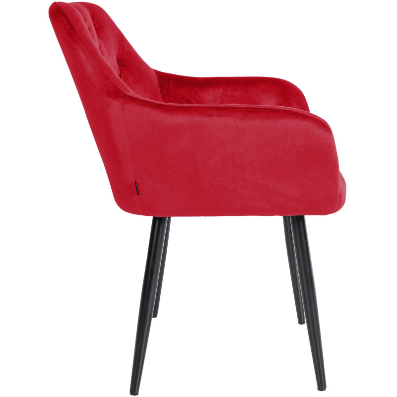 Chaise de salle à manger en velours Stanley rouge