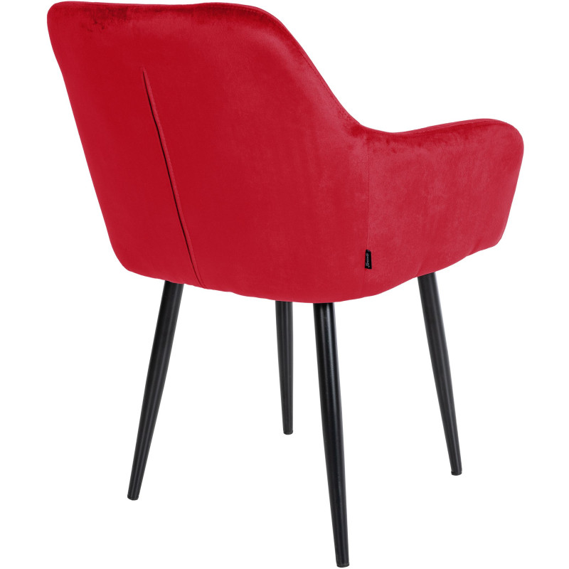 Chaise de salle à manger en velours Stanley rouge