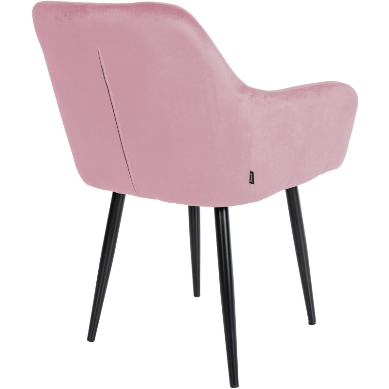 Chaise de salle à manger en velours Stanley rose