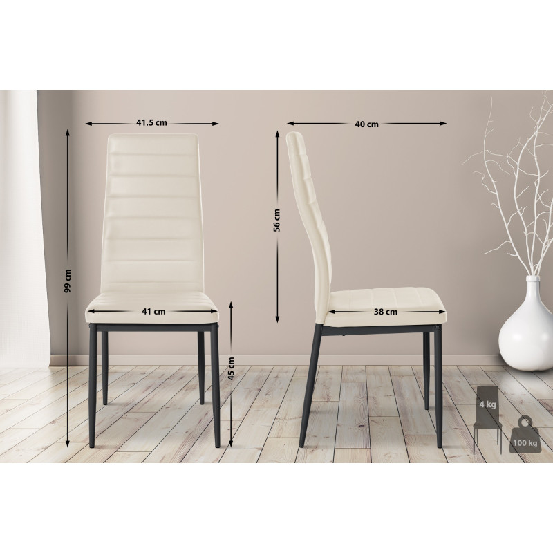 Chaise de salle à manger en simili cuir Mayfair crème