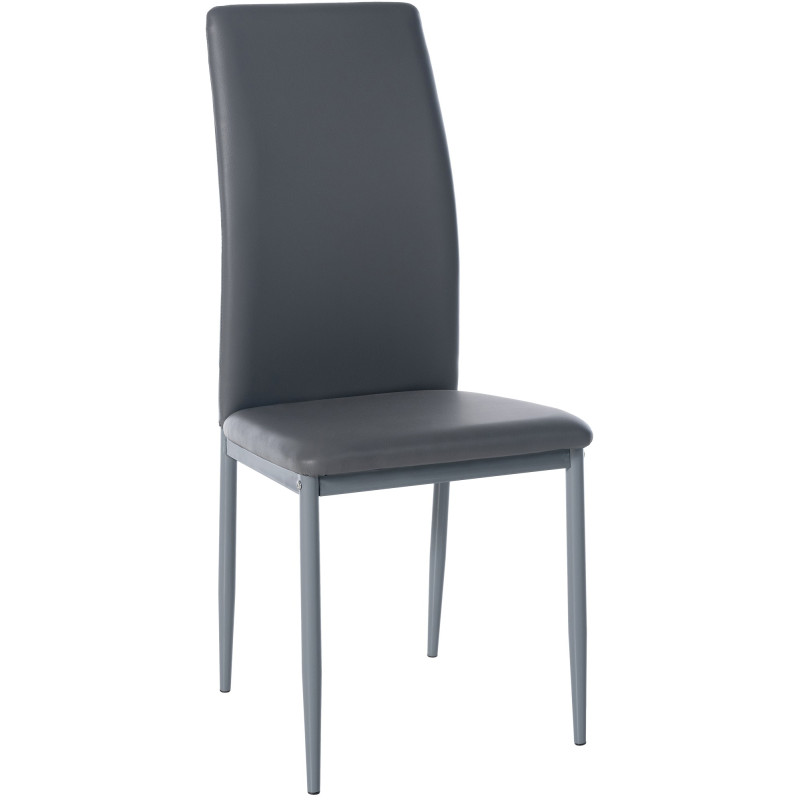 Chaise de salle à manger Savino simili cuir gris
