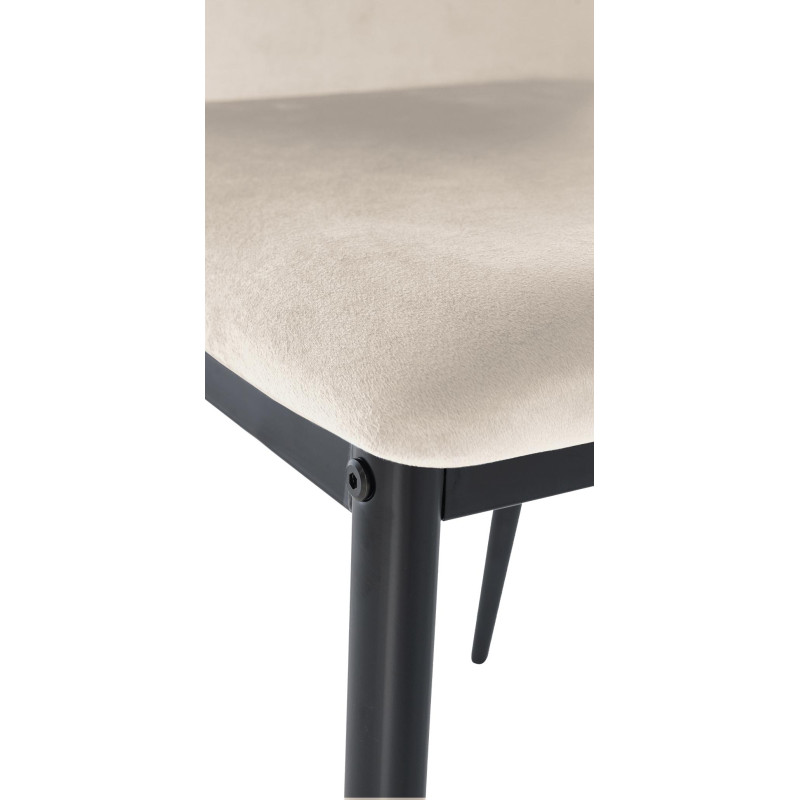 Chaise de salle à manger en velours Savino crème