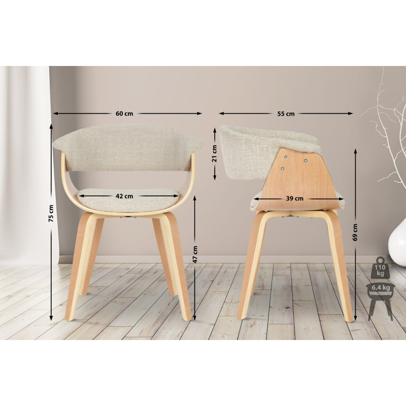 Chaise Bruce tissu naturel crème