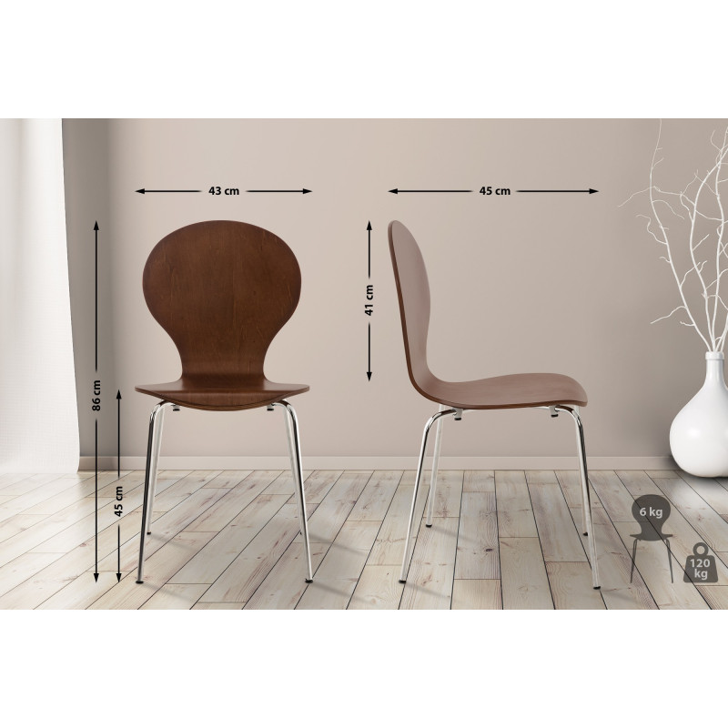 Ensemble de 2 chaises visiteurs Diego, marron