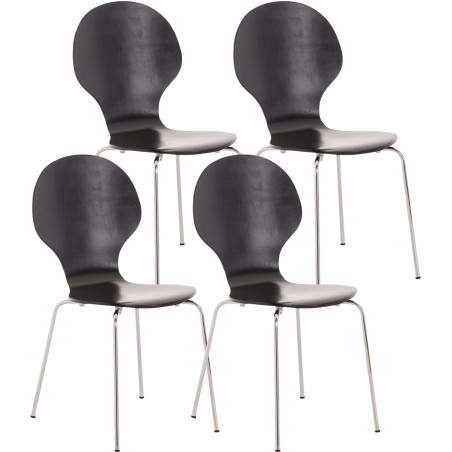 Ensemble de 4 chaises visiteurs Diego, noires