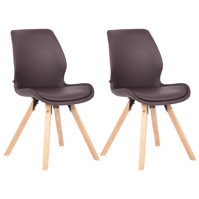 Lot de 2 chaises Luna simili cuir brun