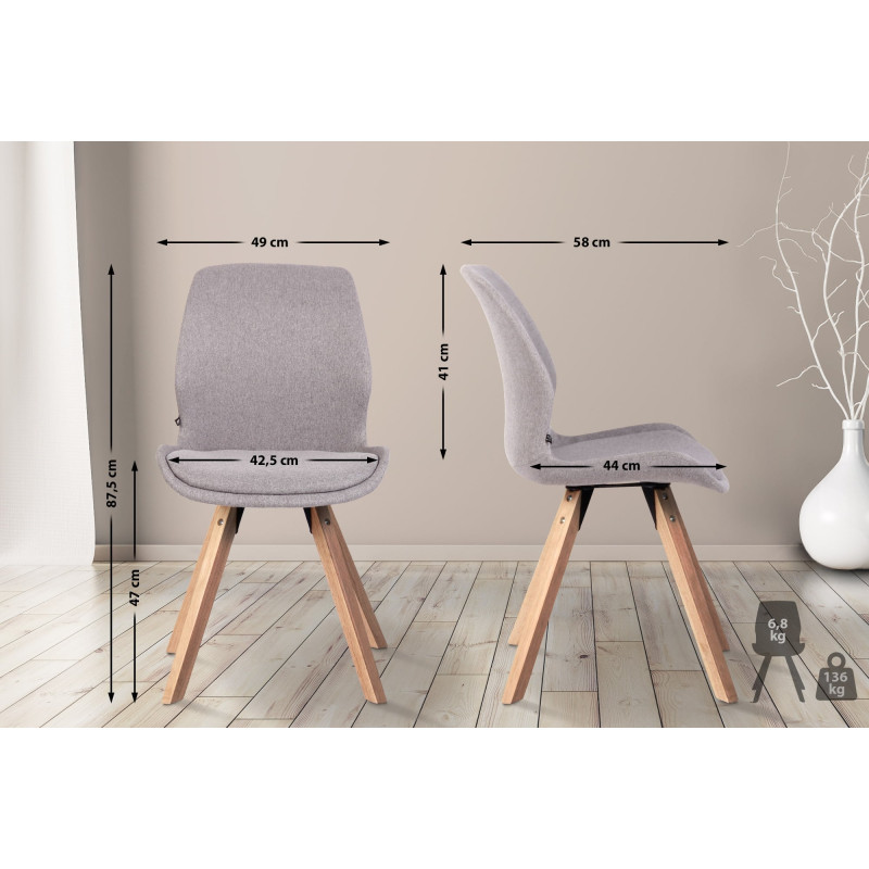 Lot de 2 chaises Luna en tissu gris