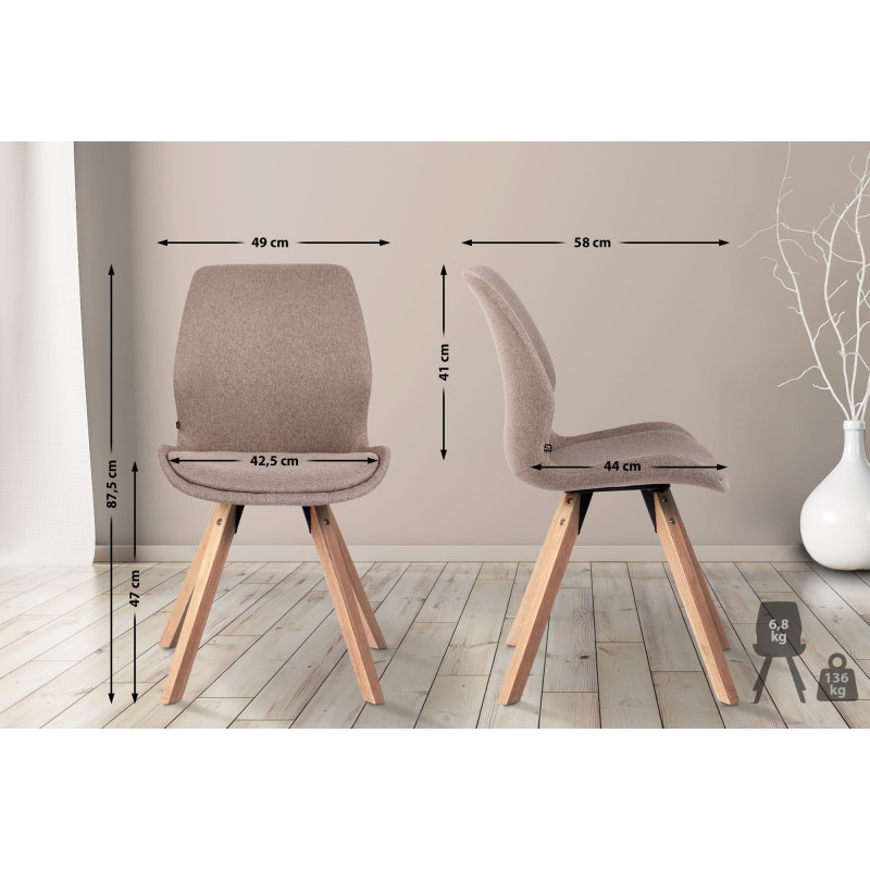 Lot de 2 chaises Luna en tissu taupe