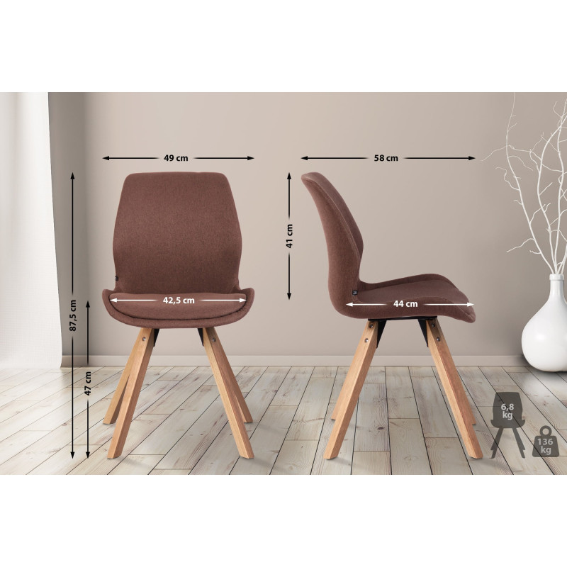 Lot de 2 chaises Luna en tissu brun