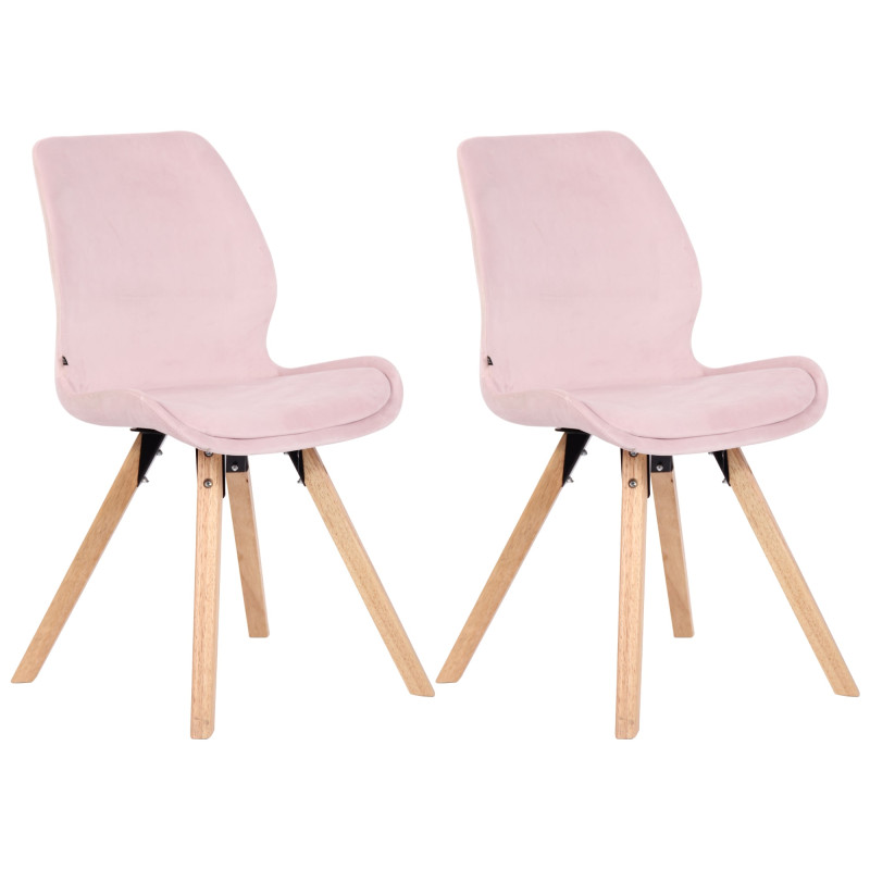 Lot de 2 chaises Luna velours rose