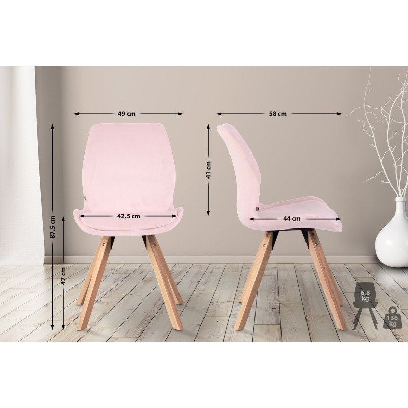 Lot de 2 chaises Luna velours rose