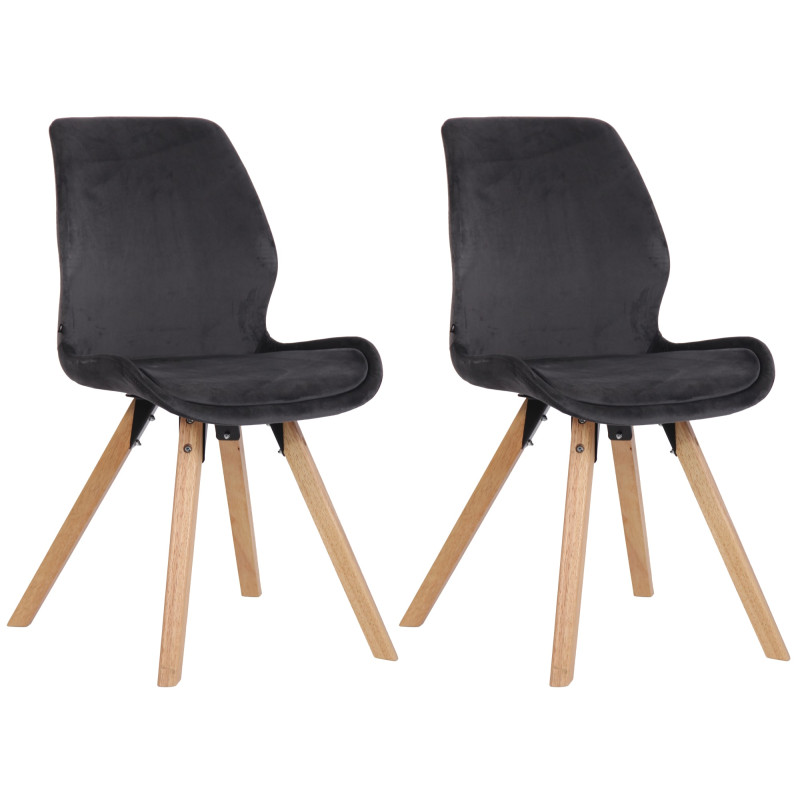 Lot de 2 chaises Luna velours gris foncé