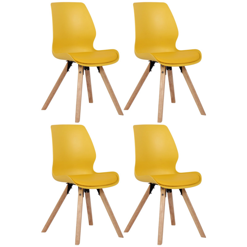 Lot de 4 chaises Luna en plastique jaune