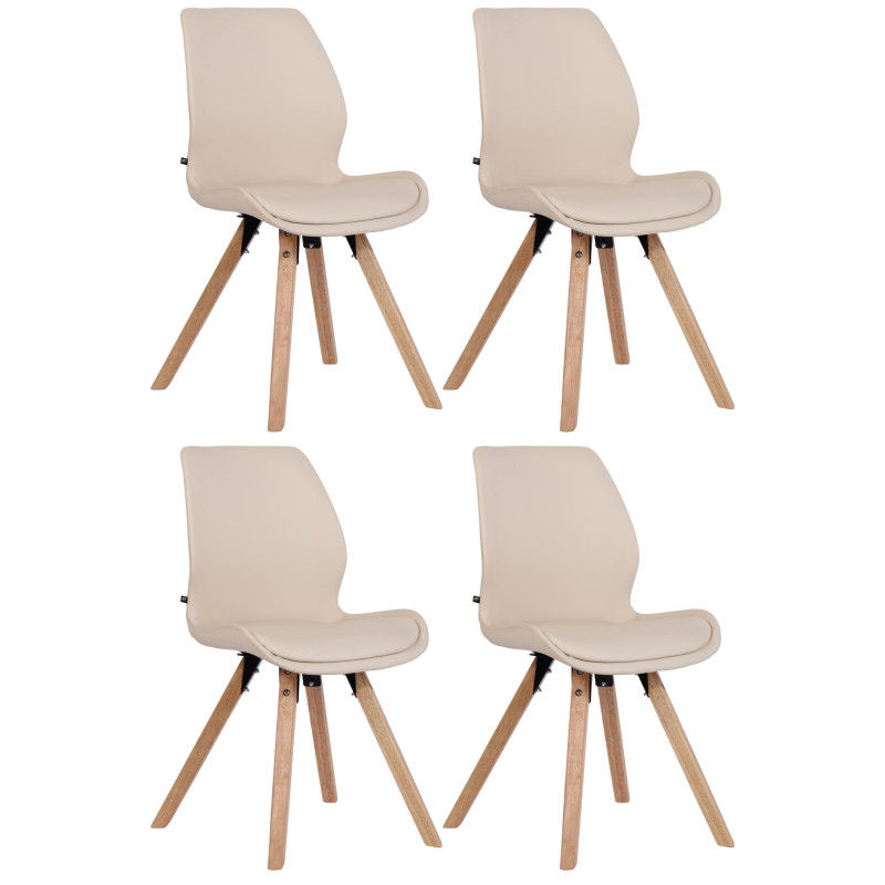 Lot de 4 chaises Luna simili cuir crème