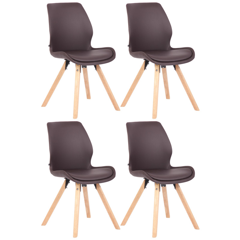 Lot de 4 chaises Luna simili cuir brun