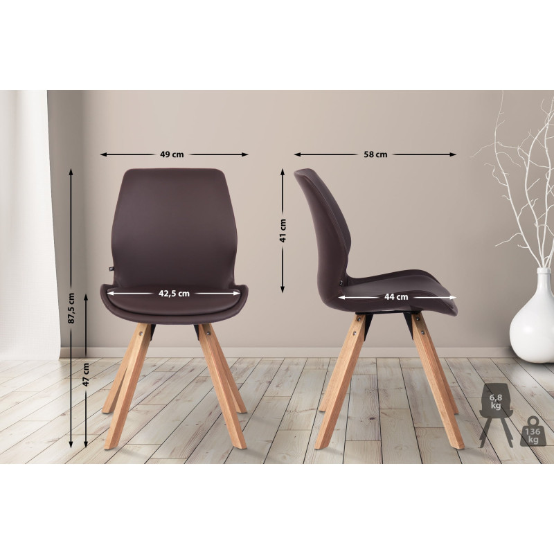 Lot de 4 chaises Luna simili cuir brun