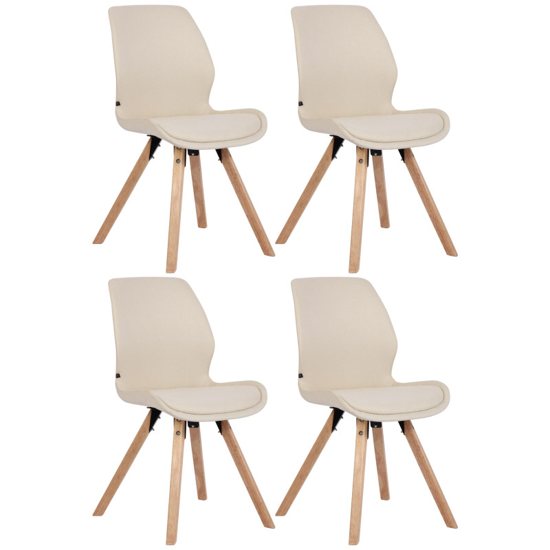 Lot de 4 chaises Luna en tissu crème