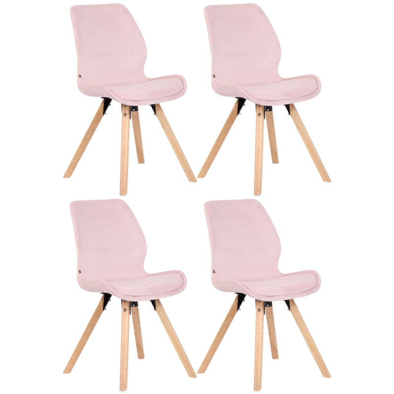 Lot de 4 chaises Luna velours rose