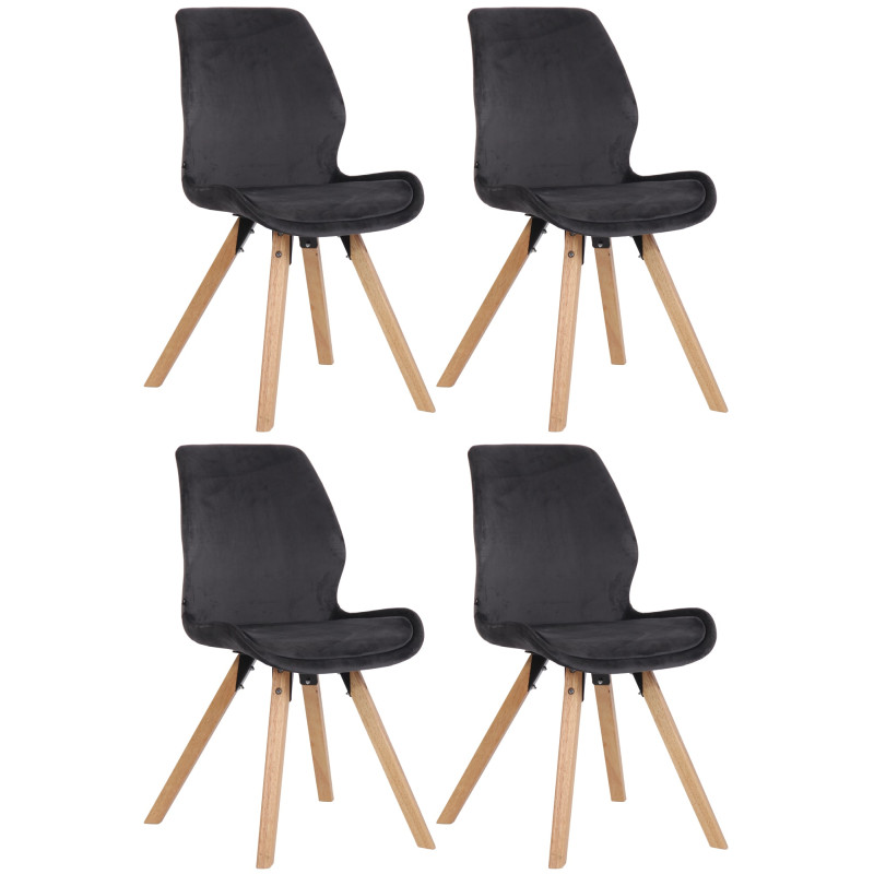 Lot de 4 chaises Luna velours gris foncé