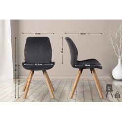 Lot de 4 chaises Luna velours gris foncé