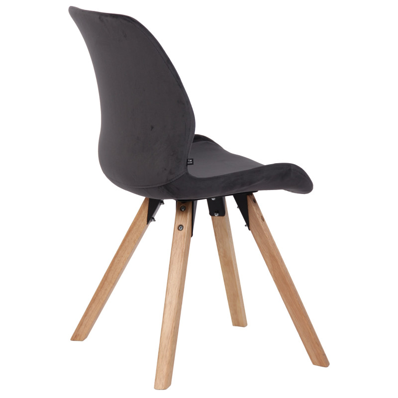 Lot de 4 chaises Luna velours gris foncé