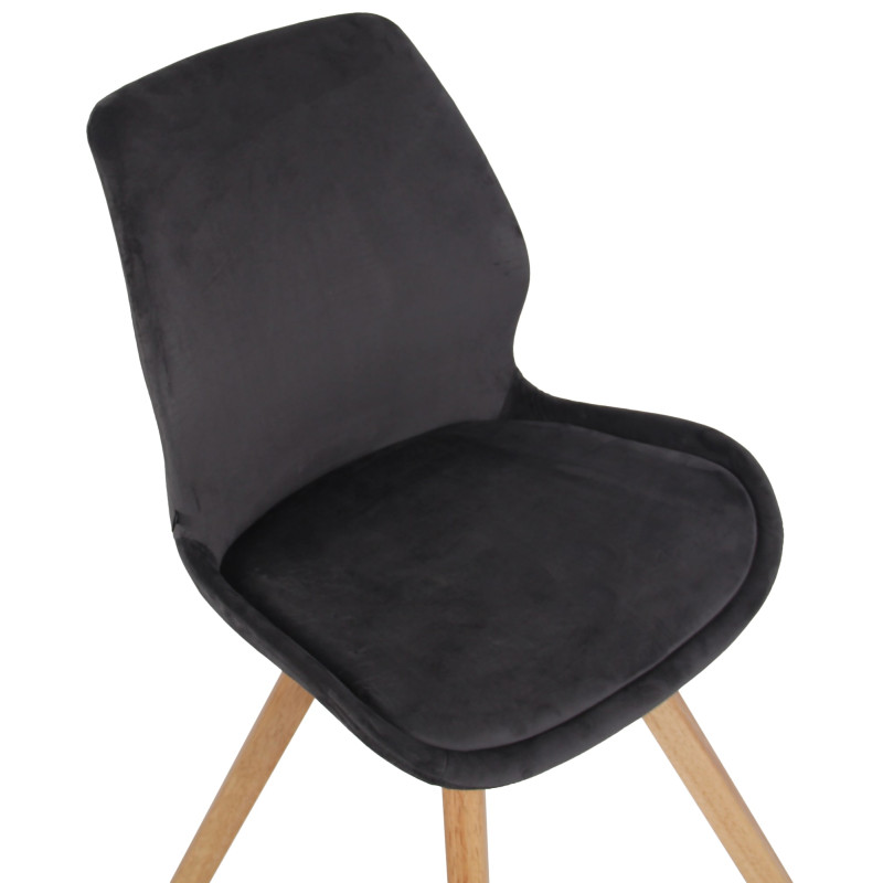Lot de 4 chaises Luna velours gris foncé