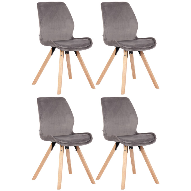 Lot de 4 chaises Luna velours gris