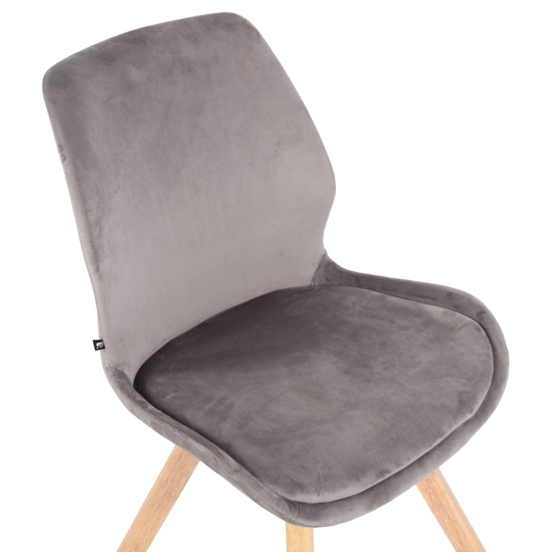 Lot de 4 chaises Luna velours gris