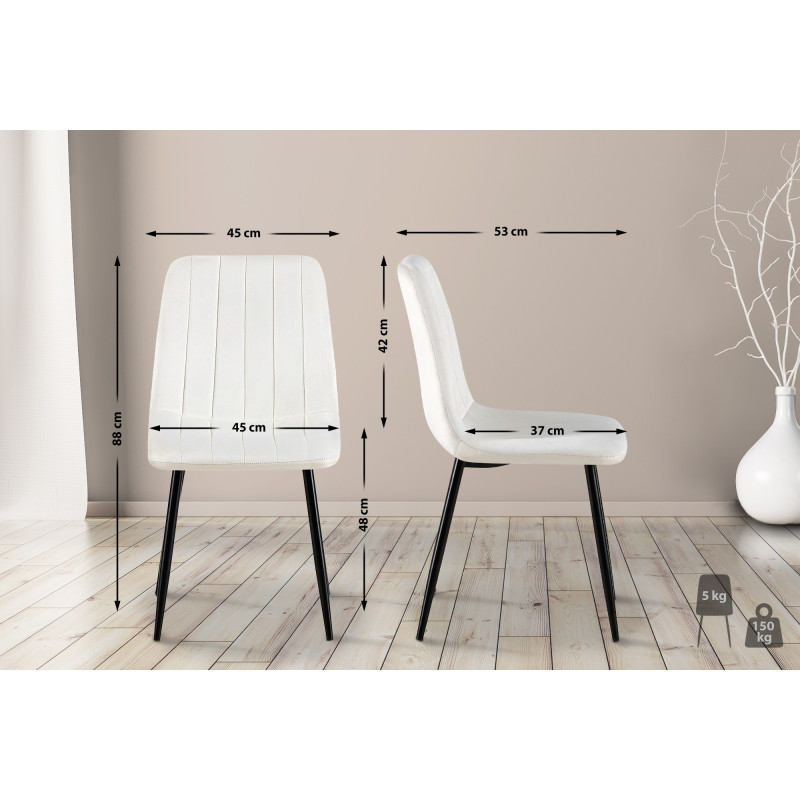 Chaise Dijon en velours blanc crème