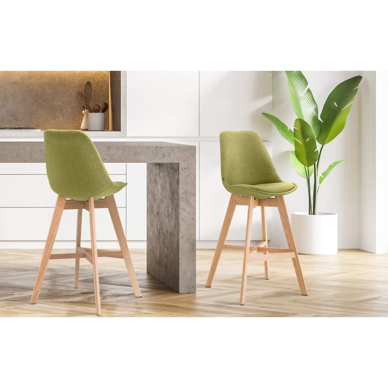 Lot de 2 tabourets de bar Cannes tissu natura vert