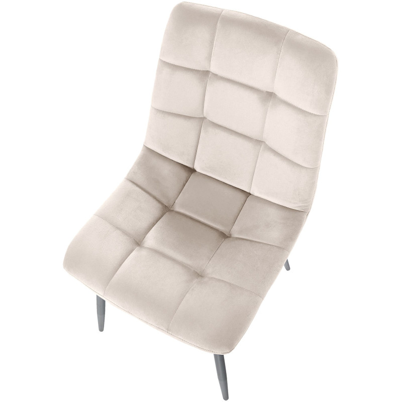 Chaise de salle à manger en velours Tilde crème