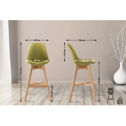 Lot de 2 tabourets de bar Cannes tissu natura vert