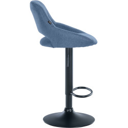 Tabouret de bar Milet tissu noir bleu