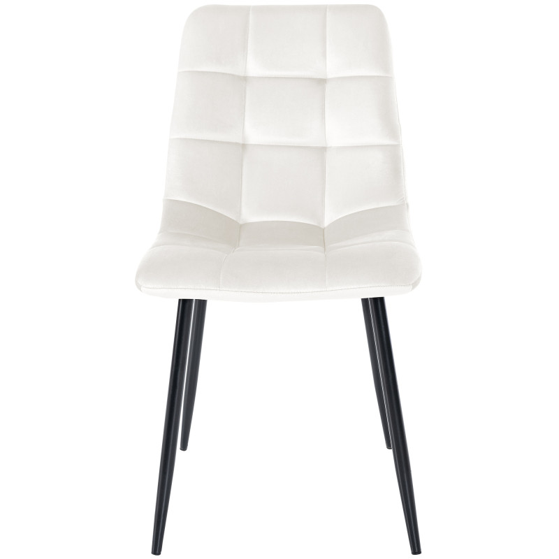Chaise de salle à manger en velours Tilde blanc crème