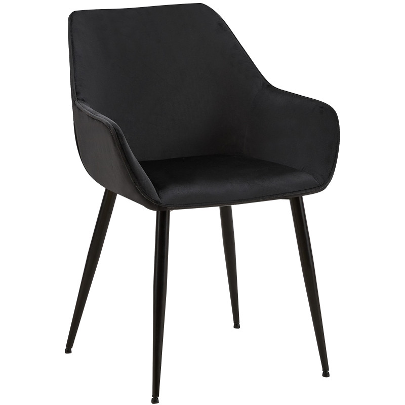 Chaise de salle à manger en velours Vessa noir