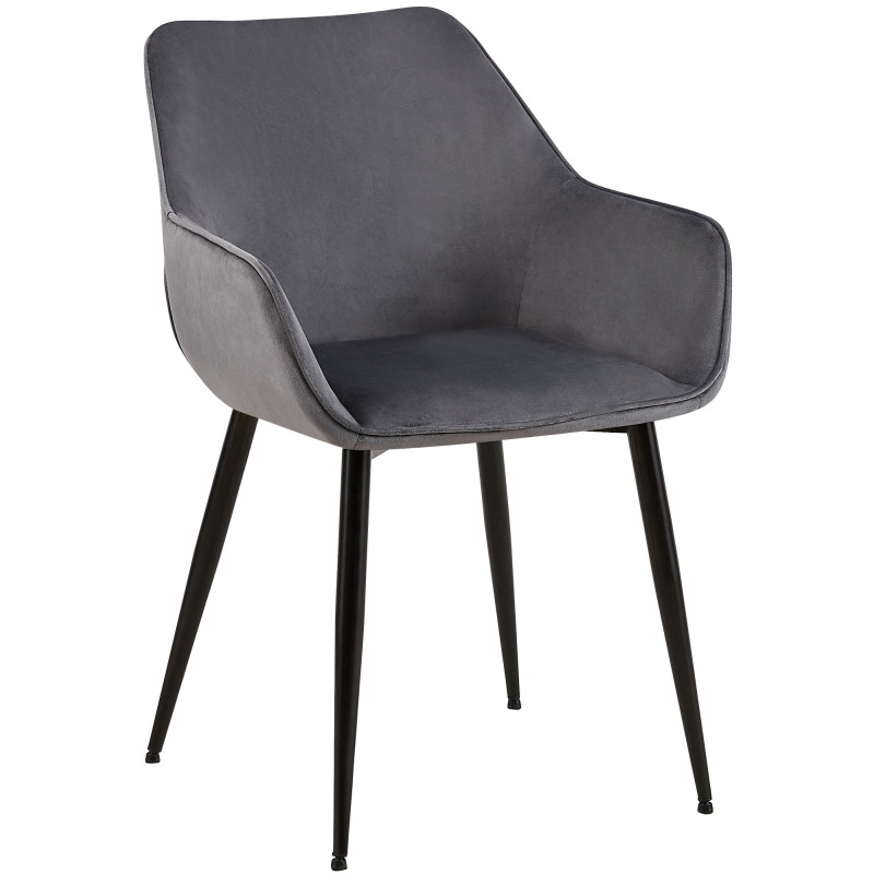 Chaise de salle à manger en velours Vessa gris foncé