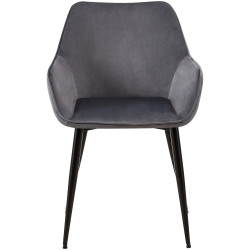 Chaise de salle à manger en velours Vessa gris foncé
