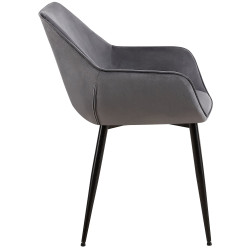 Chaise de salle à manger en velours Vessa gris foncé