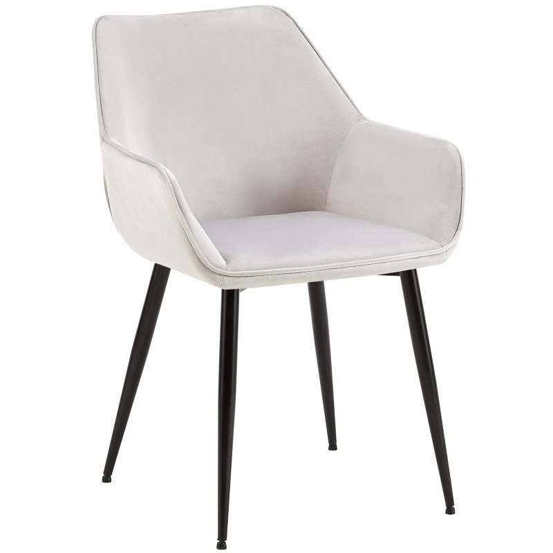 Chaise de salle à manger en velours Vessa gris clair